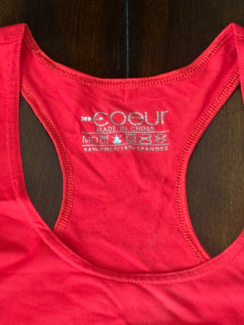 Coeur Racerback Running Tank Top - Red Medium - Picture 3 of 7